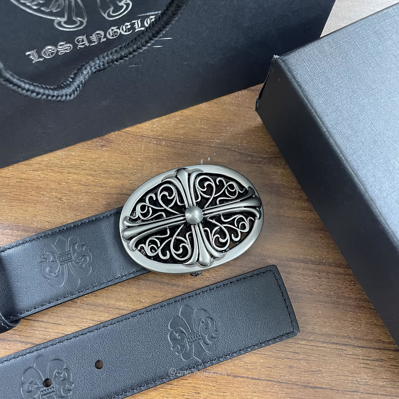 Chrome Hearts Classic Oval Cross Leather Belt Black (8) - www.newkick.vip